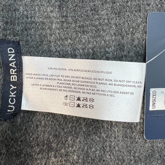 Lucky Brand Heather Dark Grey Brushed Knit Fringe Long Scarf Soft Wrap New NWT - Picture 8 of 12